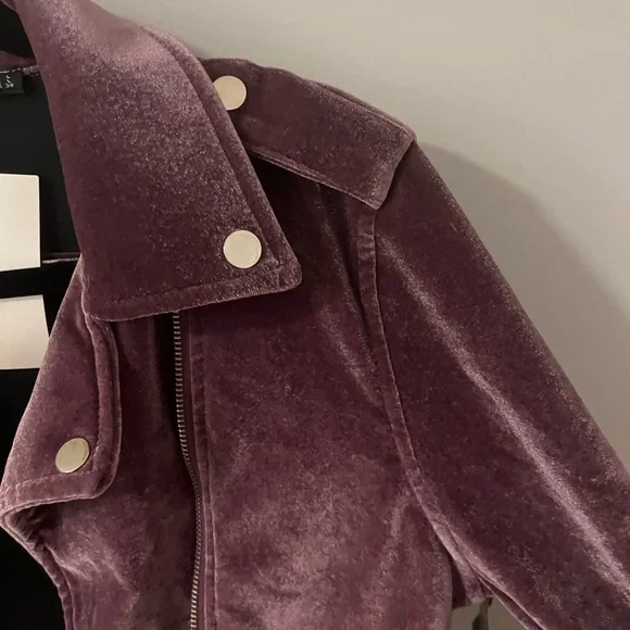 Velvet purple moto jacket - Picture 6 of 10